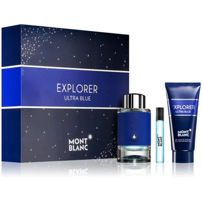MONT BLANC EXPLORER ULTRA BLUE MEN EDP 3S SET (100ML+7.5ML+100ML S/GEL) TRAVEL PACK