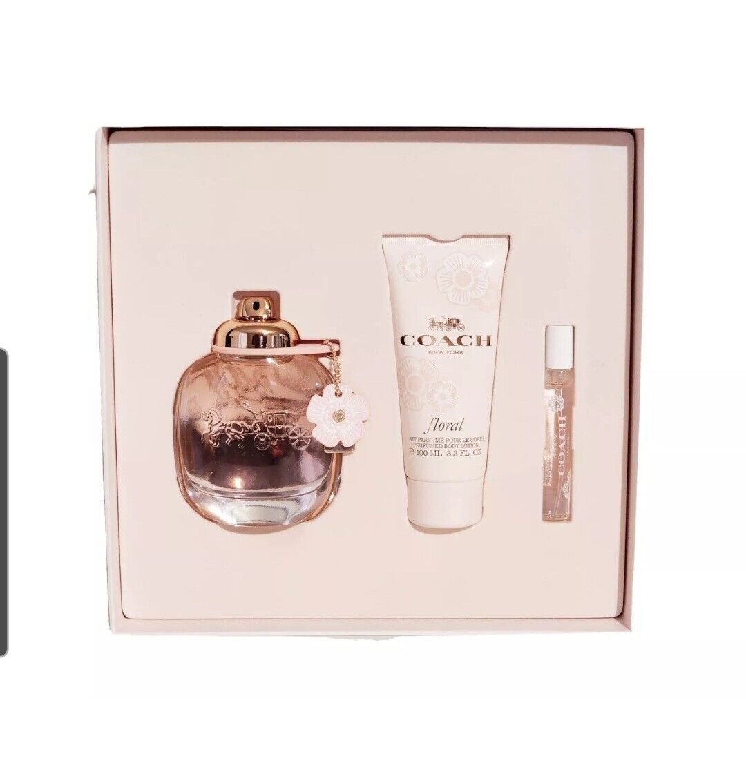 COACH FLORAL WOMEN 3Pcs (EDP 90ML+EDP 7.5ML+B/LOTION 100ML)