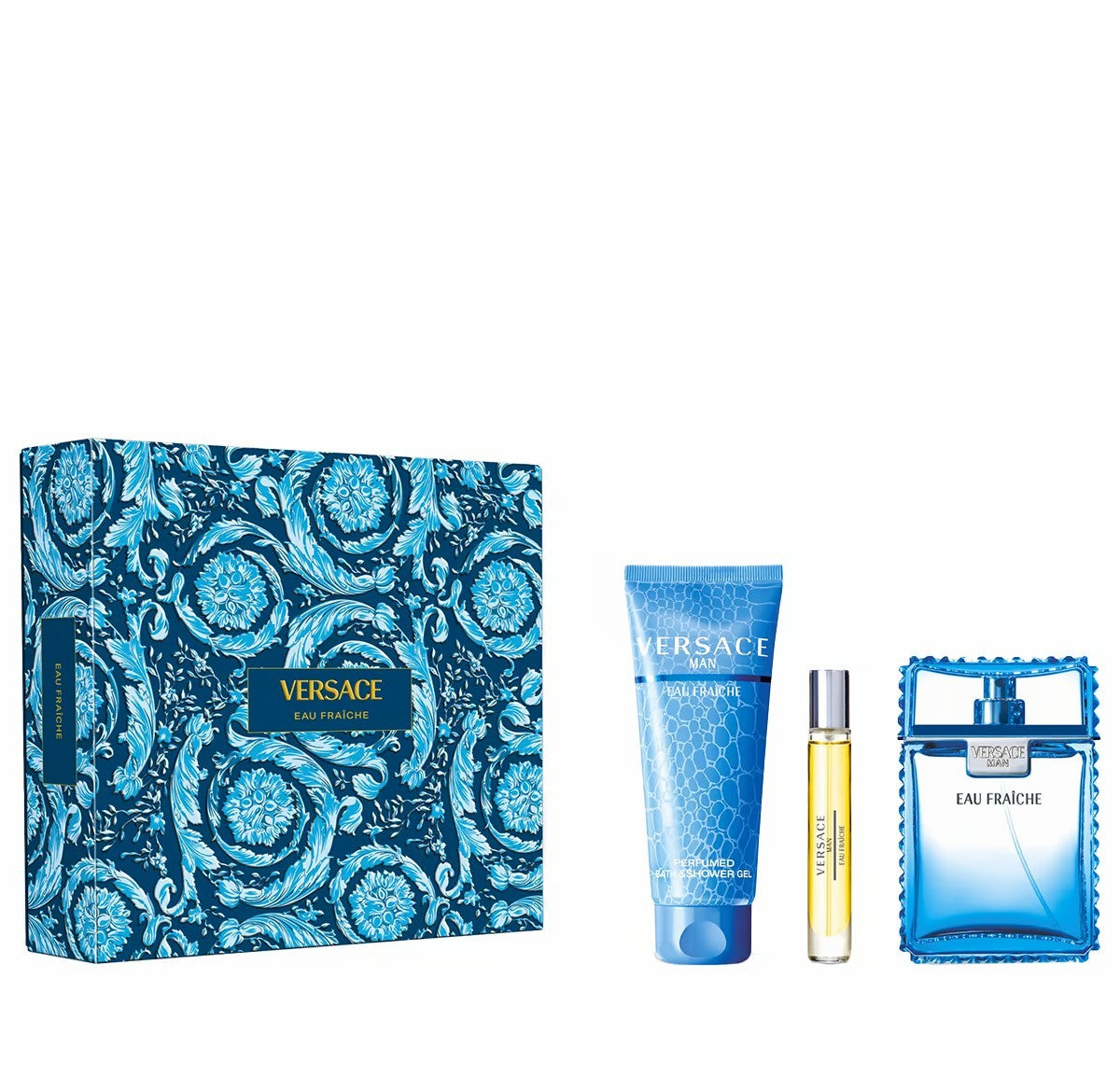 VERSACE EAU FRAICHE MEN 3S (100ML EDT+TRAVEL SPRAY 10ML +BS GEL 150ML)